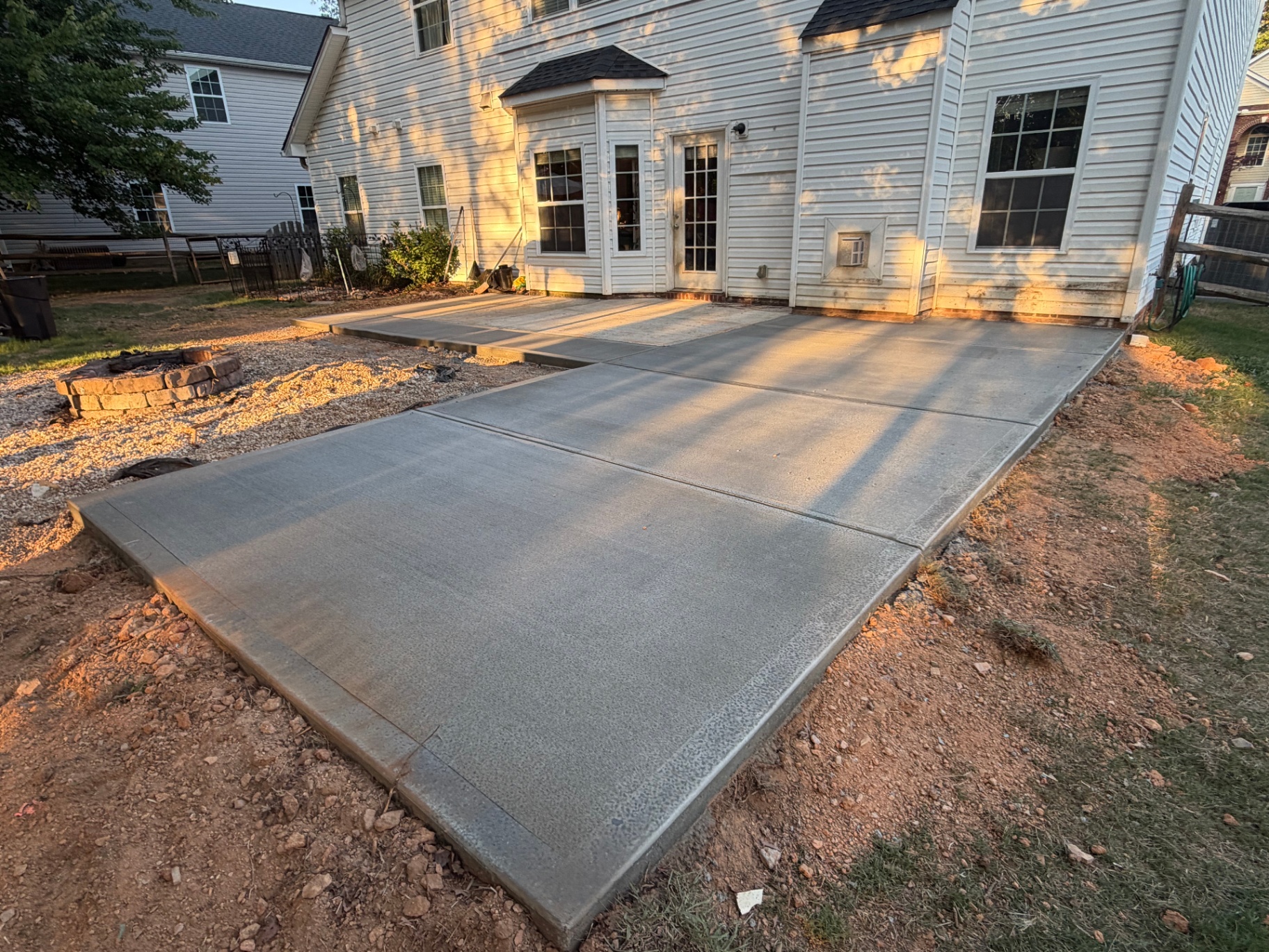 Completed concrete backyard patios project in Charlotte
