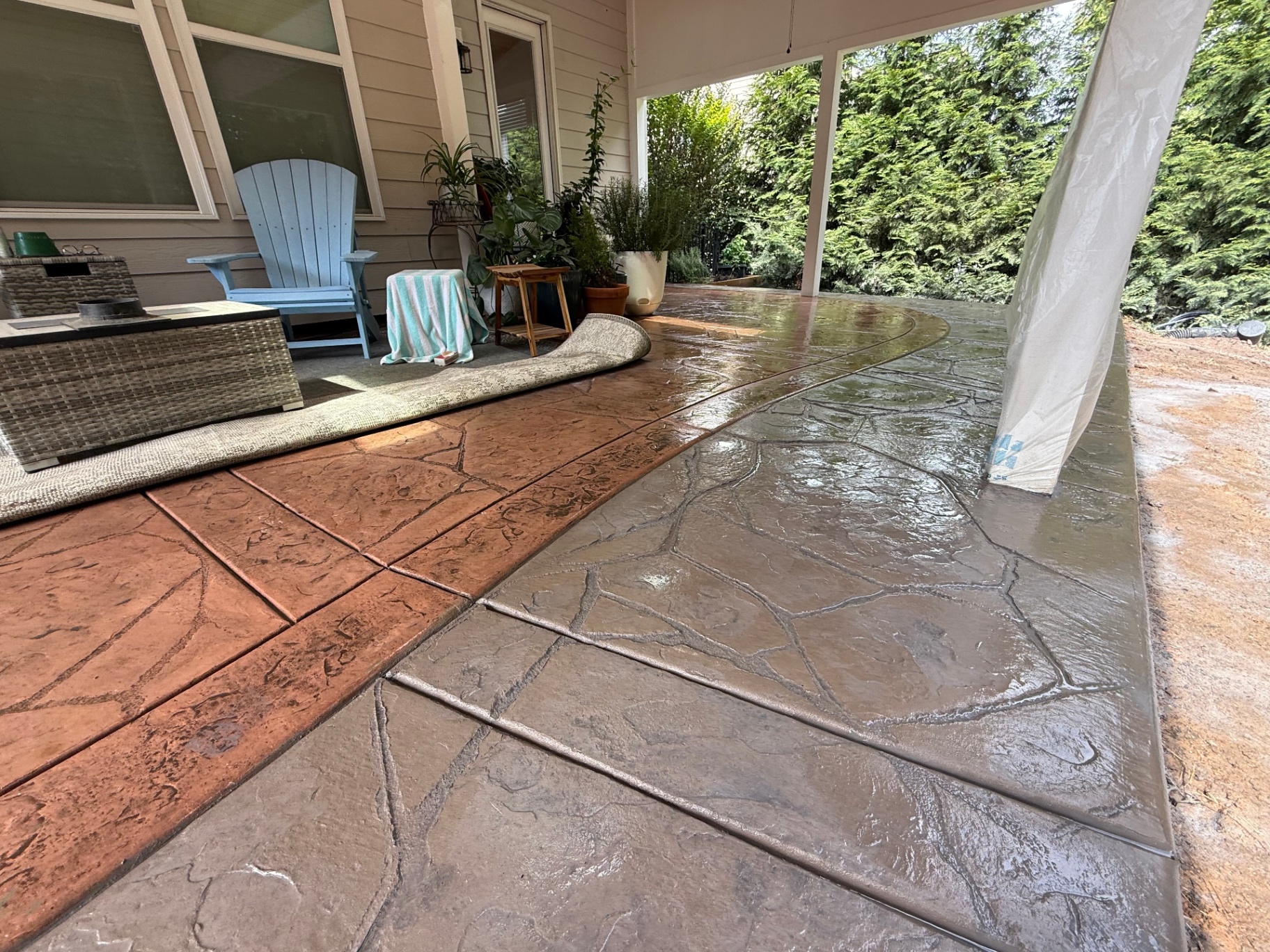 Completed concrete stamped concrete project in Charlotte